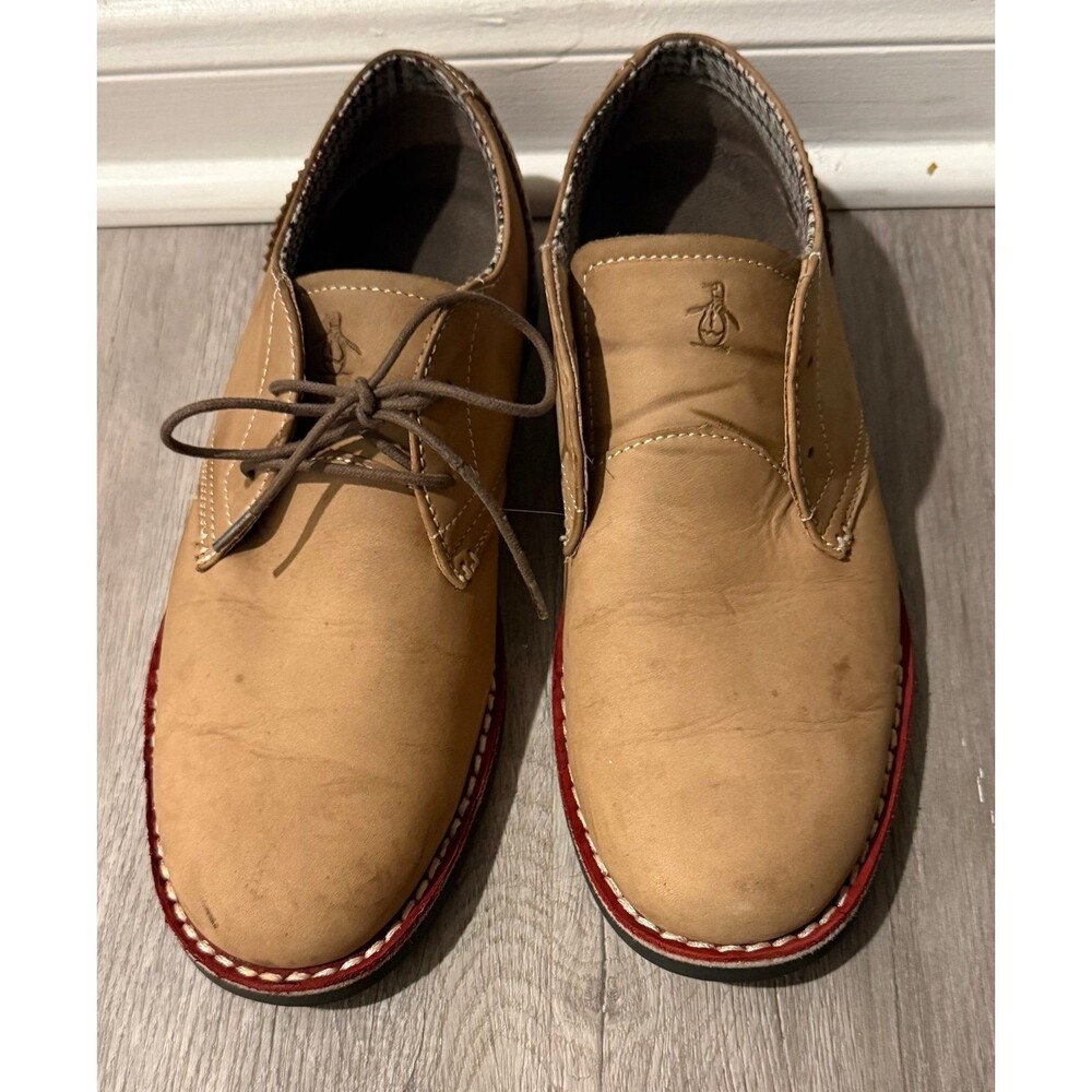 Original Penguin Waylon Tan Suede Oxfords Size US 8.5 Beige Excellent Condition